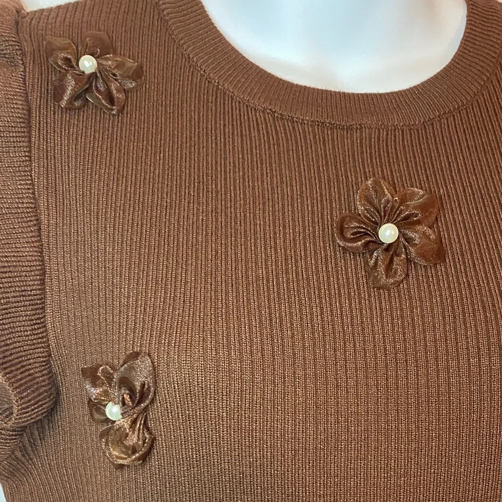 Cato Brown Ruffle Sleeve Top - Picture 4 of 10